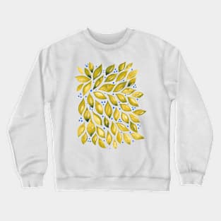 Abstract leaves and dots - yellow Crewneck Sweatshirt